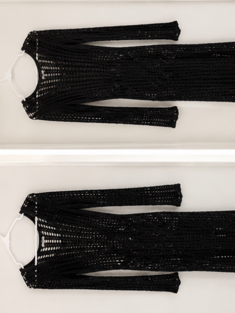 PrettyLittleThing Black Crochet Long Sleeve Dress